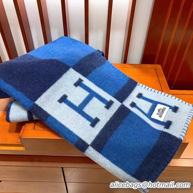 Promotional Hermes Lambswool & Cashmere Shawl & Blanket 71155 blue