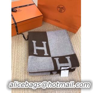 Unique Style Hermes Lambswool & Cashmere Shawl & Blanket 71155 Coffee