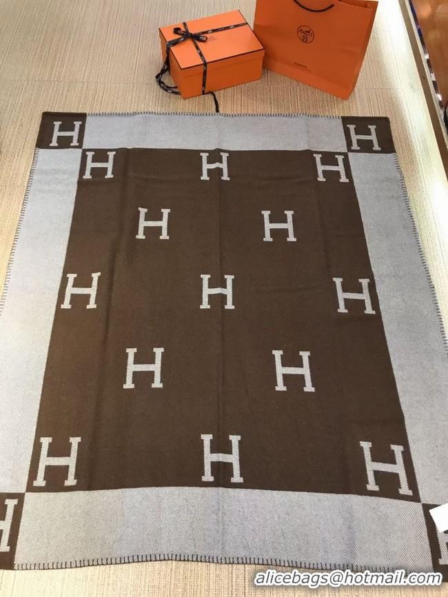 Unique Style Hermes Lambswool & Cashmere Shawl & Blanket 71155 Coffee