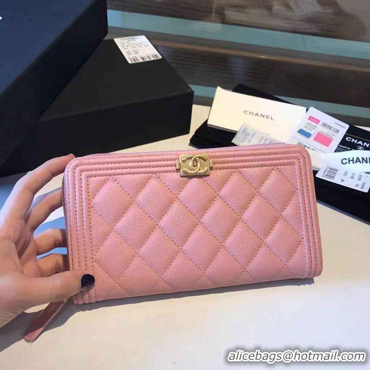 High Quality Chanel Zip Around Wallet Original Leather A88712 Pink