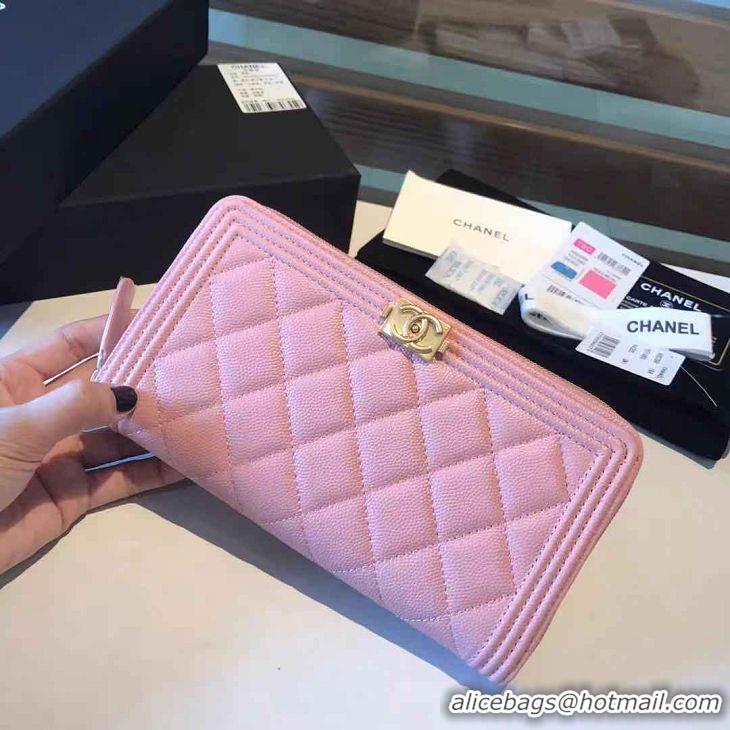 High Quality Chanel Zip Around Wallet Original Leather A88712 Pink