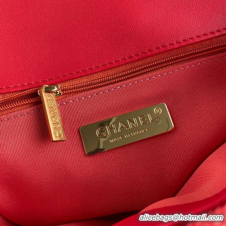 Buy Discount Chanel 19 Flap Bag Original Beads Leather AS1160 Red