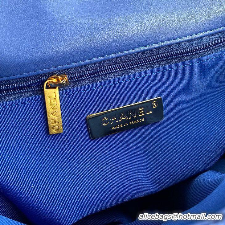 Unique Grade Chanel 19 Flap Bag Original Beads Leather AS1160 Blue