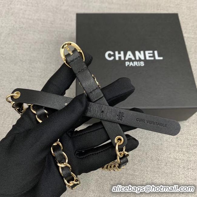 Fashion Discount Chanel Original Calf Leather 2.0CM 3600 black