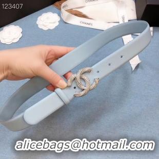 Top Grade Chanel Original Calf Leather 3602 Light Blue Silver