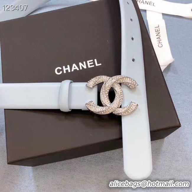 Top Grade Chanel Original Calf Leather 3602 Light Blue Silver