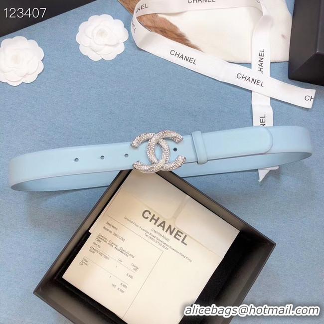 Top Grade Chanel Original Calf Leather 3602 Light Blue Silver