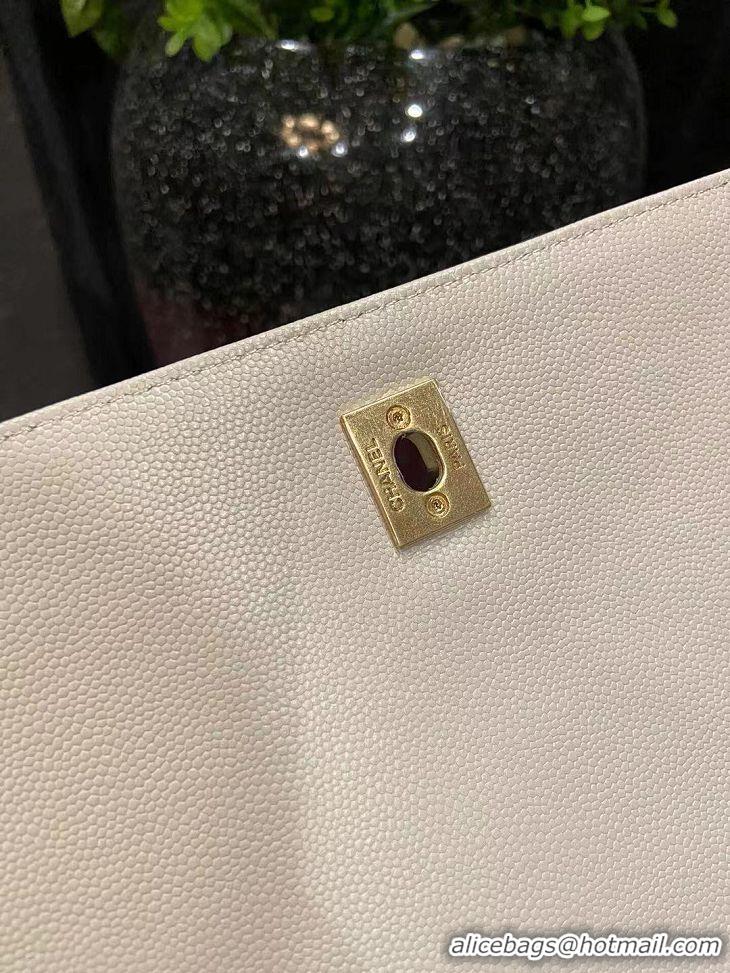 Unique Discount Chanel flap bag with red top handle V92991 white