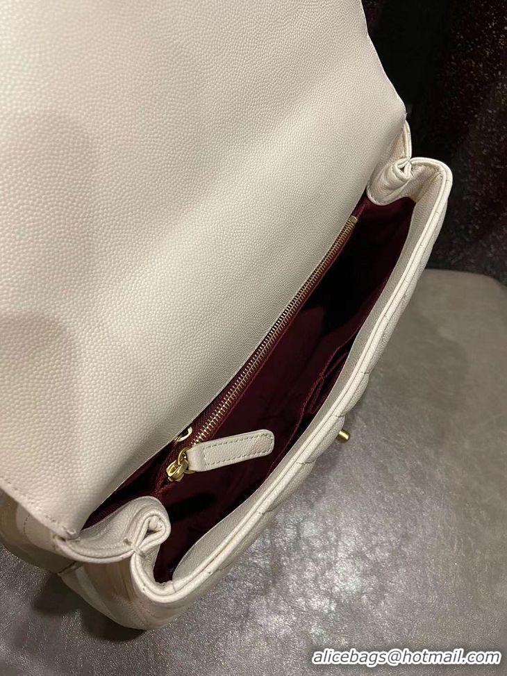 Unique Discount Chanel flap bag with red top handle V92991 white