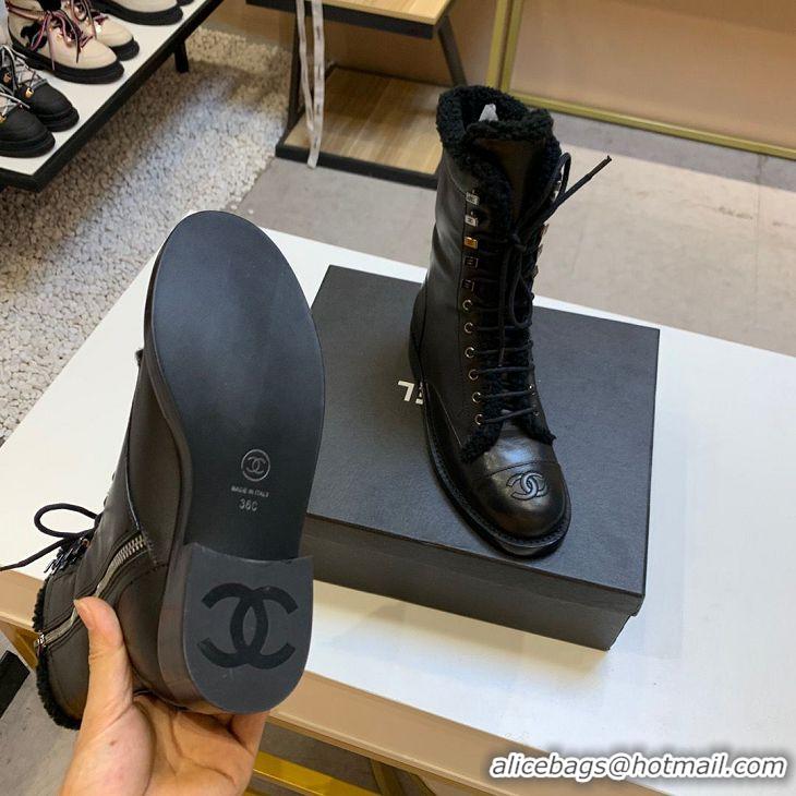 Most Popular Chanel Boots 4CM Heels Calfskin Leather Shoes CH2738 Black