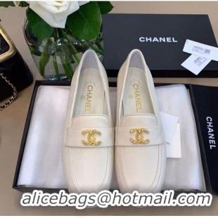 Unique Style Chanel Calfskin Leather Shoes CH2740 White