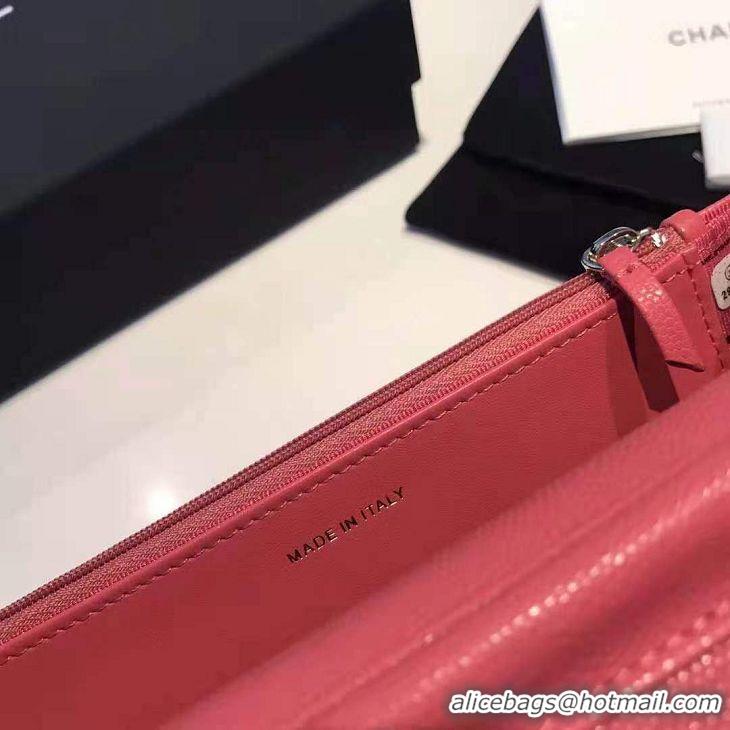 Chanel Quilted Original Wallet On Chain WOC with Colored Crystal CC Charm AP1943 Pink 2020