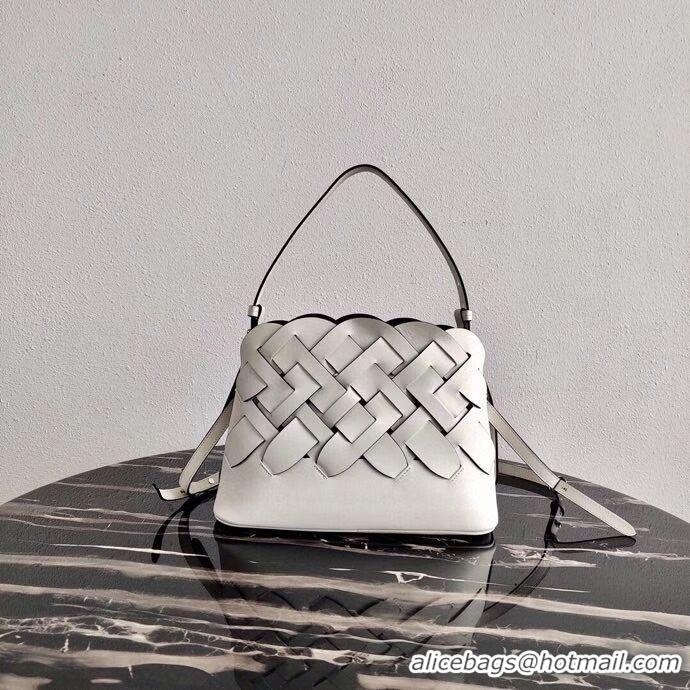 Trendy Design Prada Leather Prada Tress Handbag 1BA290 White