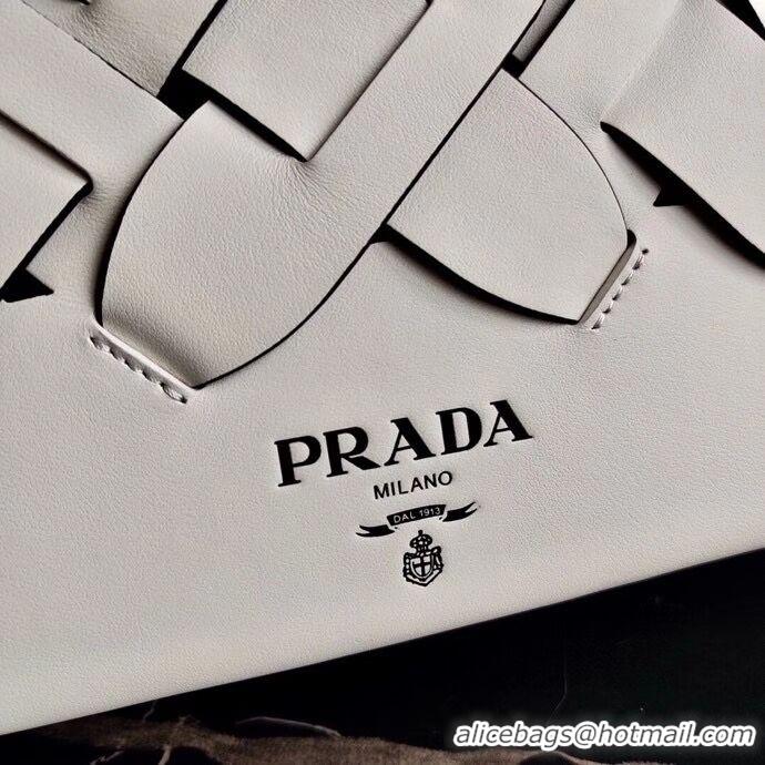 Trendy Design Prada Leather Prada Tress Handbag 1BA290 White