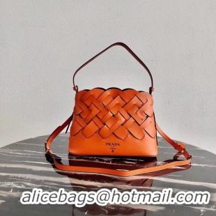 Unique Style Prada Leather Prada Tress Handbag 1BA290 Orange