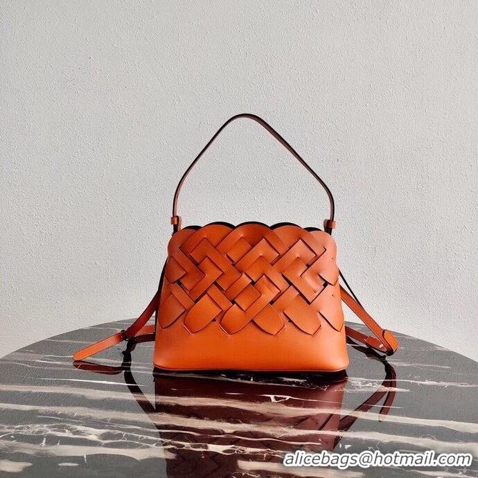 Unique Style Prada Leather Prada Tress Handbag 1BA290 Orange