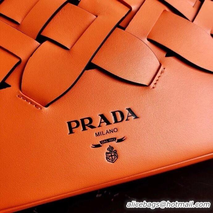 Unique Style Prada Leather Prada Tress Handbag 1BA290 Orange