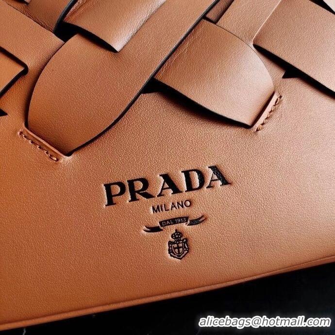 Top Quality Prada Leather Prada Tress Handbag 1BA290 brown