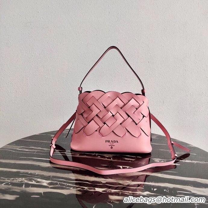 Good Product Prada Leather Prada Tress Handbag 1BA290 pink