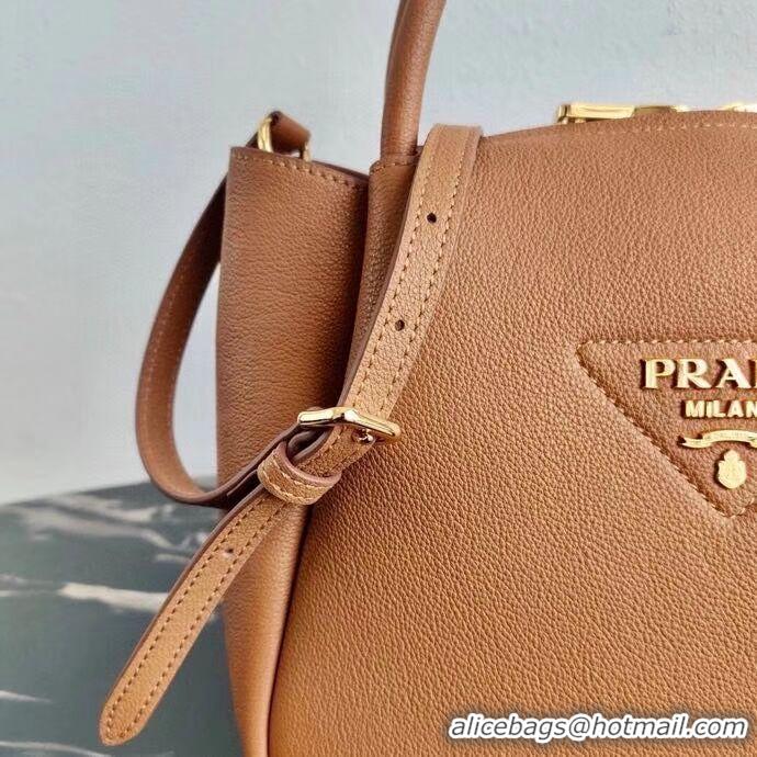 Fashion Luxury Prada Deer skin bag tote 1BC145 brown