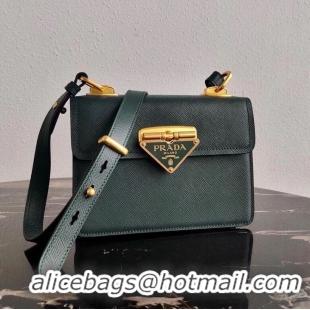 Low Cost Prada Saffiano leather Prada Symbole bag 1BD270 blackish green