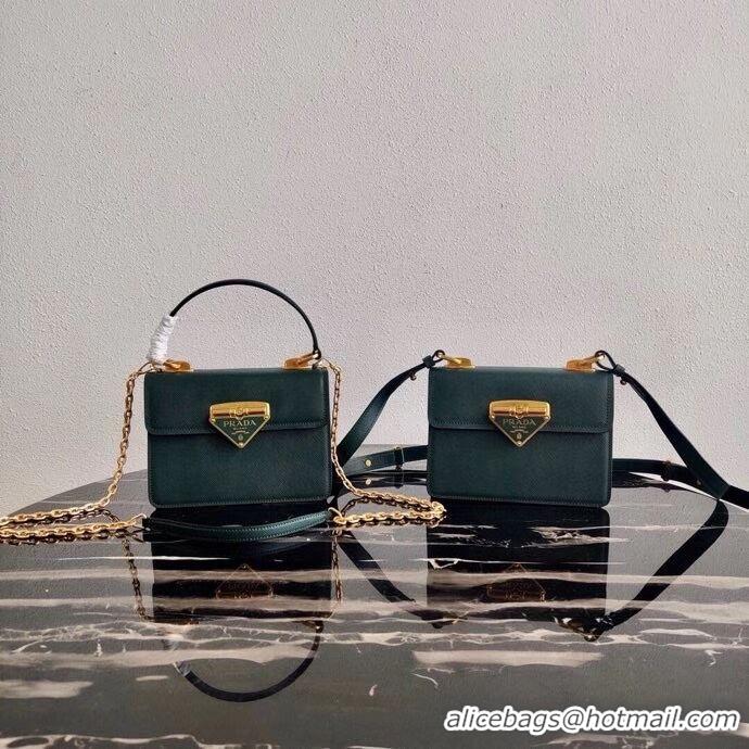 Low Cost Prada Saffiano leather Prada Symbole bag 1BD270 blackish green