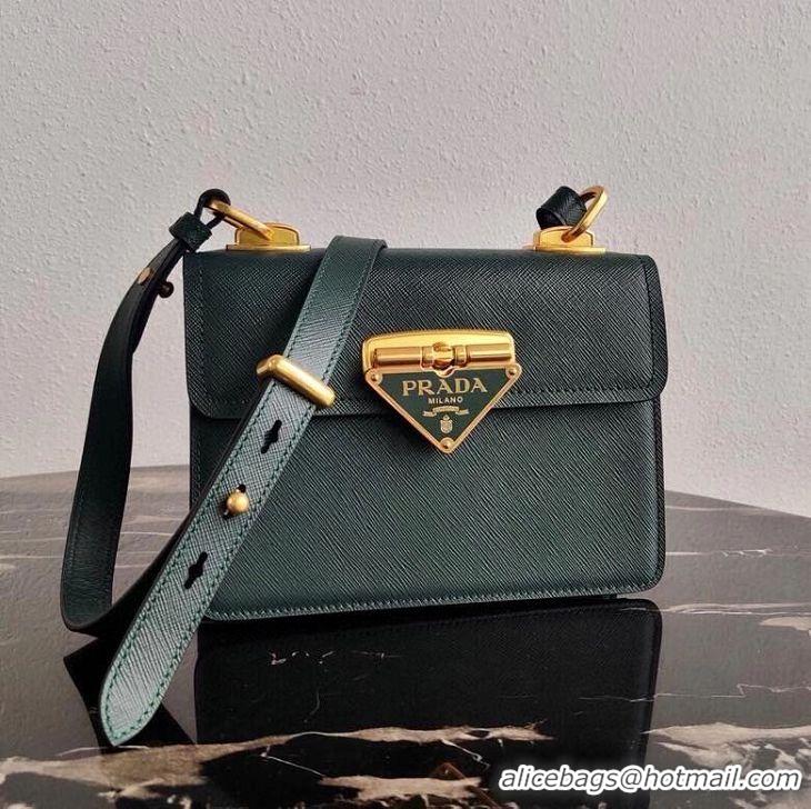 Low Cost Prada Saffiano leather Prada Symbole bag 1BD270 blackish green