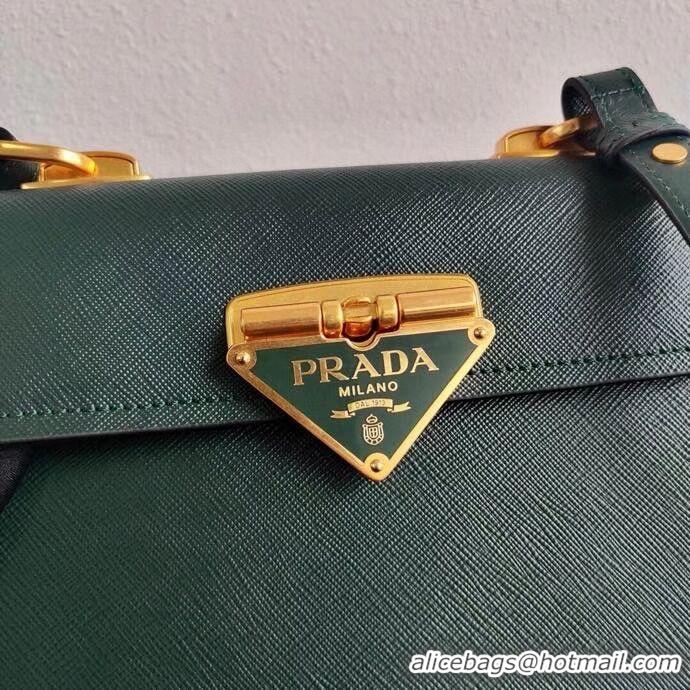 Low Cost Prada Saffiano leather Prada Symbole bag 1BD270 blackish green