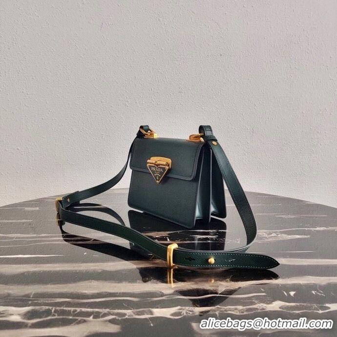 Low Cost Prada Saffiano leather Prada Symbole bag 1BD270 blackish green