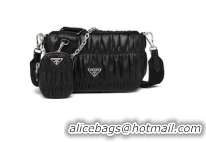 New Style Prada Gaufre nappa leather shoulder bag 1BD289 black