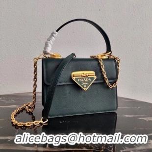 Promotional Prada Saffiano leather Prada Symbole bag 1BN021 blackish green