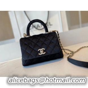 Super Quality Chanel mini flap bag with top handle AS2215 black