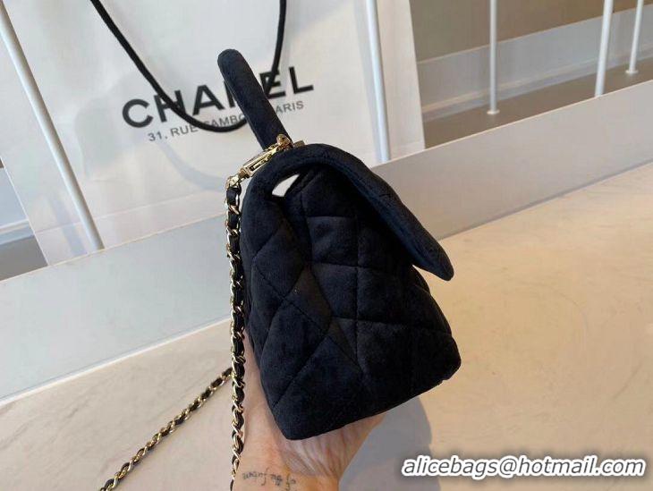 Super Quality Chanel mini flap bag with top handle AS2215 black