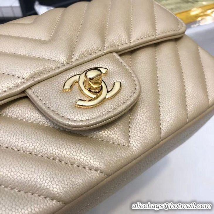 Famous Brand Chanel 2.55 Series Flap Bag Leather A1116CF gold