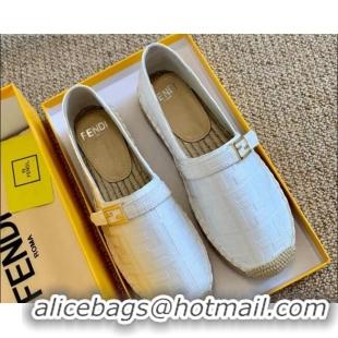 Top Quality Fendi Baguette FF Canvas Espadrilles White 80723