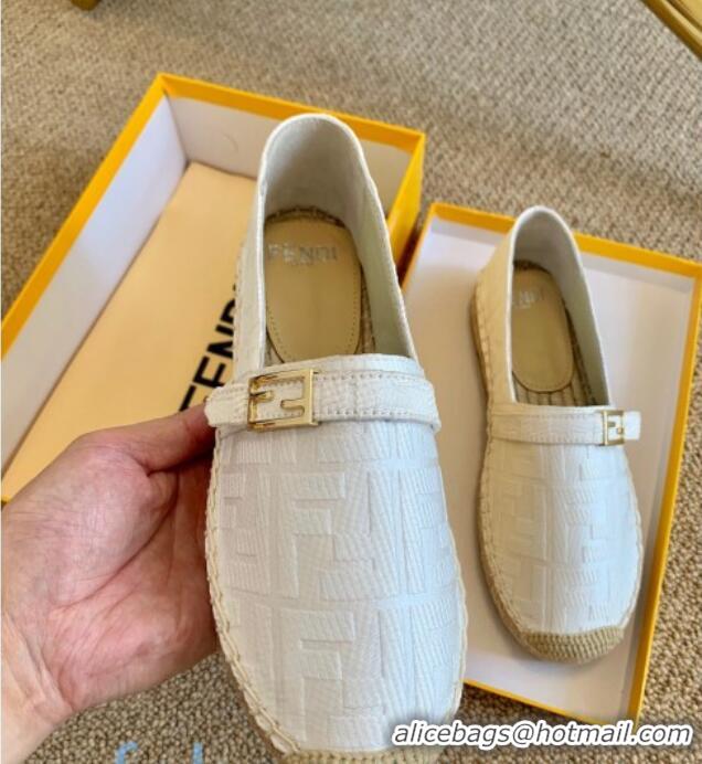 Top Quality Fendi Baguette FF Canvas Espadrilles White 80723