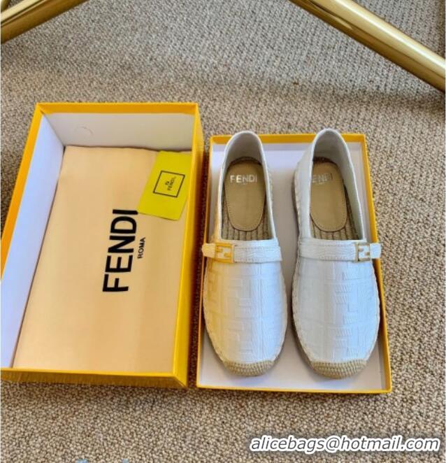 Top Quality Fendi Baguette FF Canvas Espadrilles White 80723