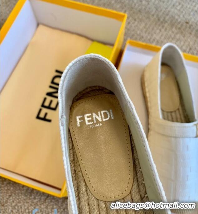 Top Quality Fendi Baguette FF Canvas Espadrilles White 80723