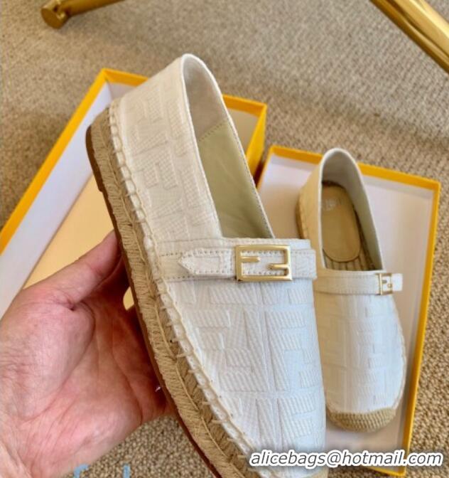 Top Quality Fendi Baguette FF Canvas Espadrilles White 80723