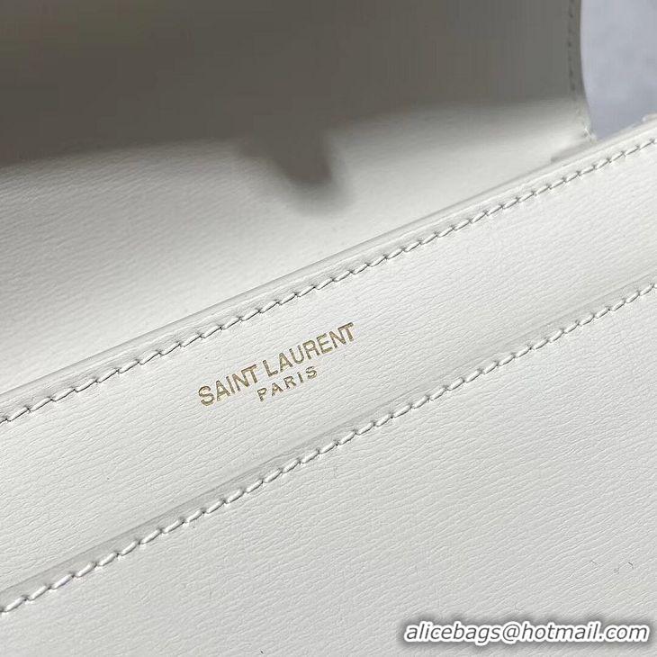 Unique Discount Yves Saint Laurent Calfskin Leather Shoulder Bag Y422906L white