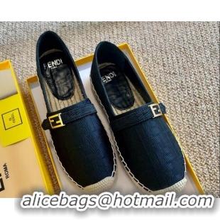 Low Price Fendi Baguette FF Canvas Espadrilles Blue 80724