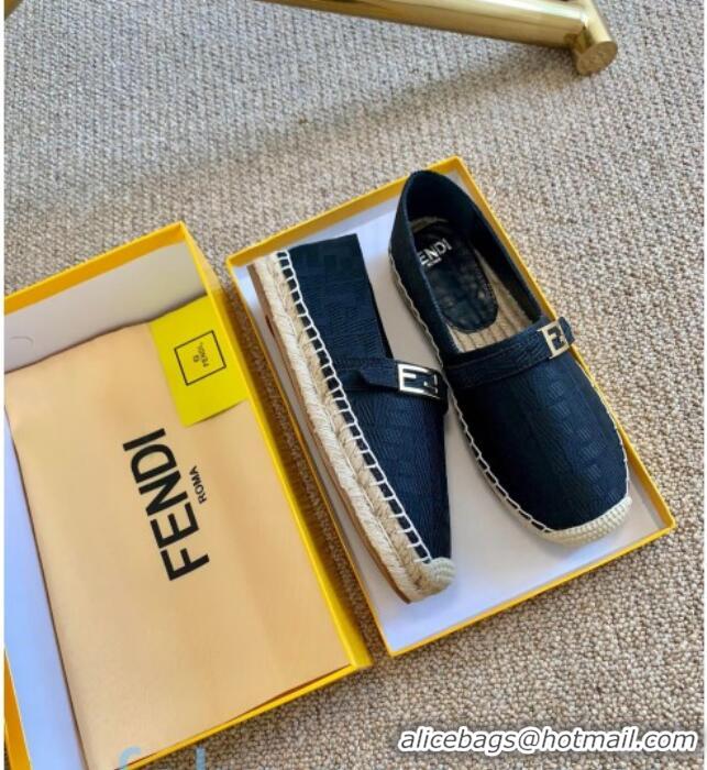 Low Price Fendi Baguette FF Canvas Espadrilles Blue 80724