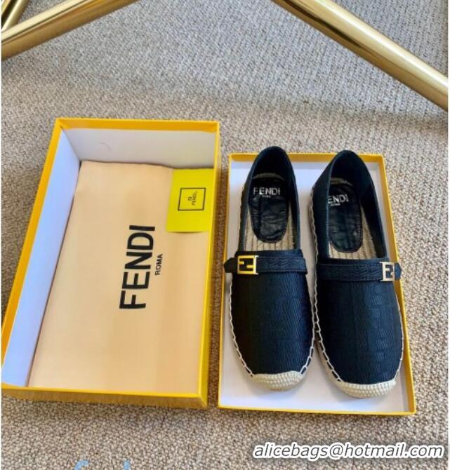 Low Price Fendi Baguette FF Canvas Espadrilles Blue 80724