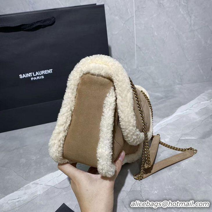 Shop Duplicate Yves Saint Laurent IN Cashmere AND SMOOTH LEATHER Y533037 brown