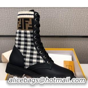 Most Popular Fendi Check Biker Ankle Boots Black 81763