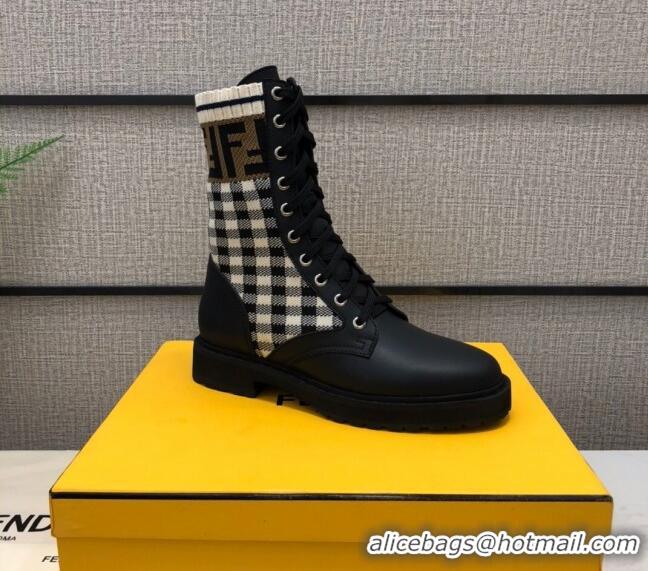 Most Popular Fendi Check Biker Ankle Boots Black 81763