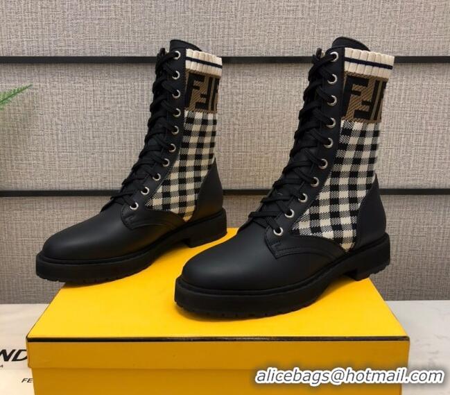 Most Popular Fendi Check Biker Ankle Boots Black 81763