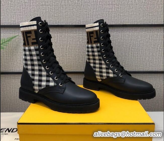 Most Popular Fendi Check Biker Ankle Boots Black 81763