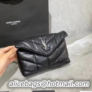 Discount Yves Saint Laurent LOULOU PUFFER IN QUILTED CRINKLED MATTE LEATHER BAG Y620333 Black