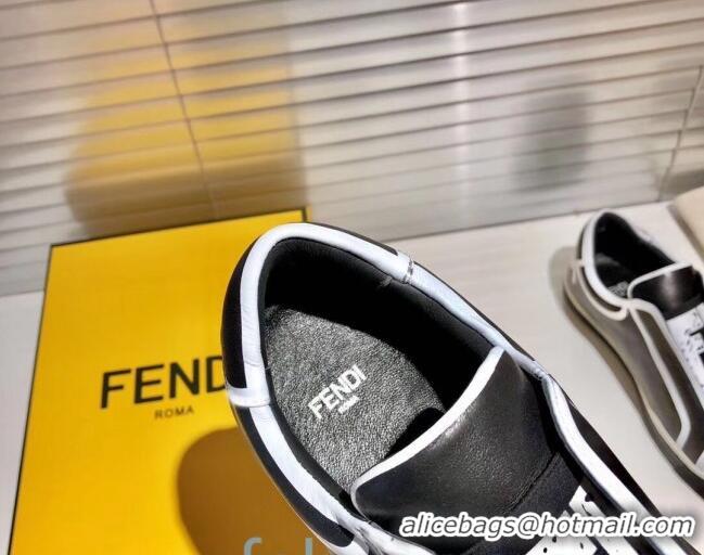 Best Luxury Fendi Roma Joshua Vide Leather Low-Top Sneakers Black 82731